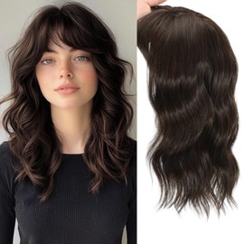 Hair Toppers for Women 14 Inch Curly Wavy Wispy Clip Bangs（4/30）