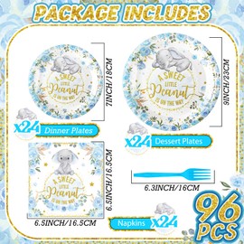 Sunnyray 96 Pieces Little Peanut Party Decorations Supplies Party Tableware Set Baby Shower Party Dessert Plates Napkins Forks for 24 Guests a Sweet Little Peanut Is on the Way Baby Shower Party