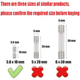 SIXQJZML 10 Pack F5AL Fast-Blow Mini Fuse 5A 5amp 125V Glass Fuses 0.14 x 0.39 inch / 3.6 x 10 mm (125Volt) (F5A)