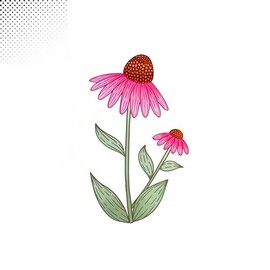 Tgiakisz Echinacea Sticker, Friend Gift, Flower Sticker, Floral Sticker, 2x2in, White