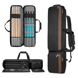 ORKELS 4x5 Pool Cue Case with Multi-Pockets, Soft Padded Billiard Stick Case for 4 Butts & 5 Shafts, Large Front Accessory Pockets, Adjustable Shoulder Strap, Black