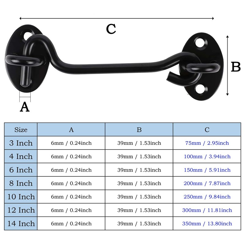 Litensh 2PCS Barn Door Hook Lock, Gate Door Hook and