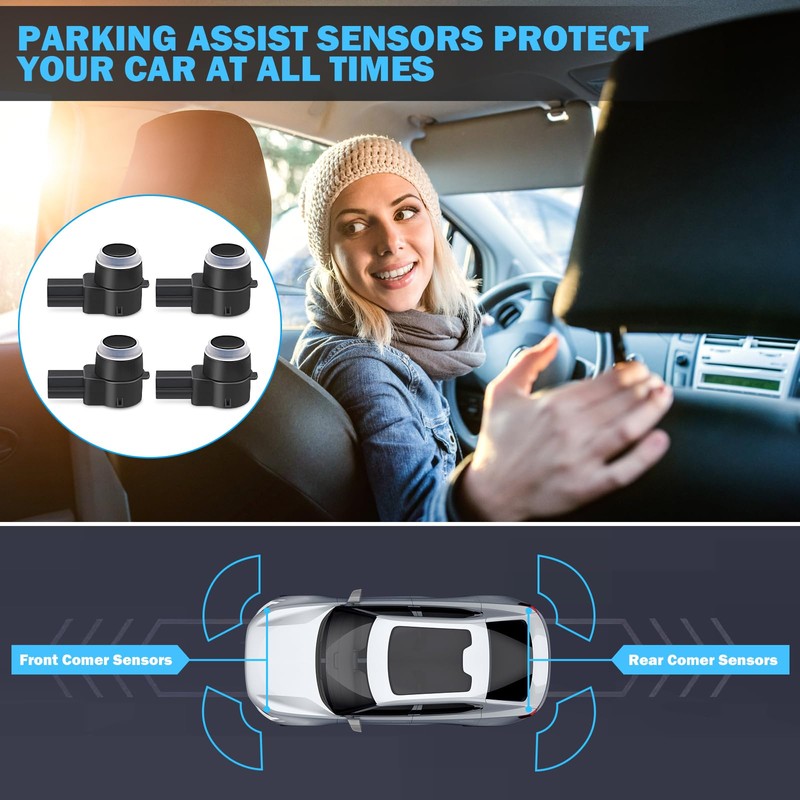 SHINEHOME 4 PCS PDC Parking Assist Sensor - Compatible with