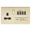 Knightsbridge SFR7USB4PB Screwless 1G 13A Switched Socket with Quad USB
