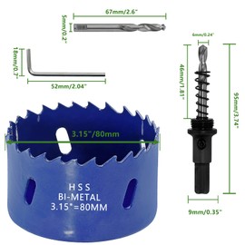 Luomorgo 80mm/3.15 inch Hole Saw, 1 1/4 inch Cutting Depth