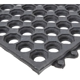 Notrax T32 UltraMat® Lightweight Modular Anti-Fatigue Drainage Mat, 3' X 3' Black
