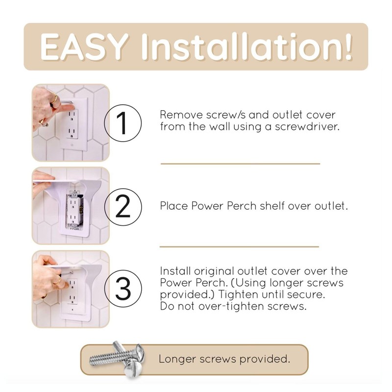 BeraTek Industries The Power Perch - Wall Outlet Shelf Transforms