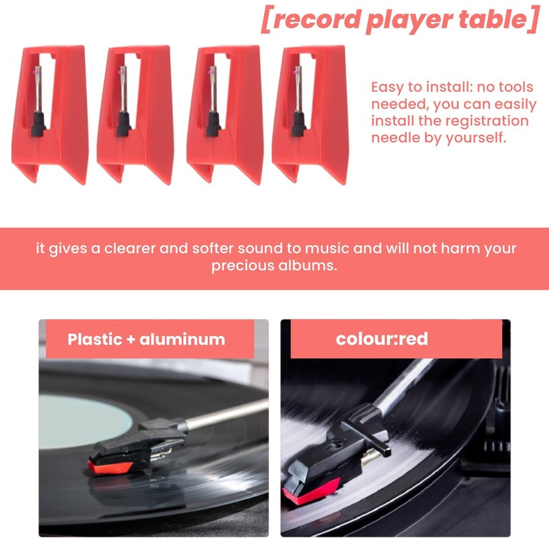 NIZEAMI 4 Pcs Record Player Needles, Universal Replacement Stylus Needles