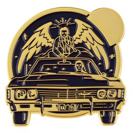 Supernatural TV Show Fantasy Horror Drama Magic Pentagram KAZ 2Y5 Angel Wings Winchester Car Dean Sam Castiel 1.75" Enamel Pin Badge