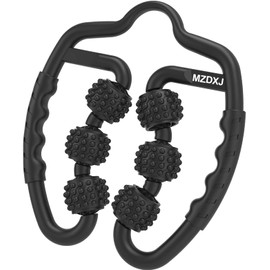 MZDXJ Upgraded Six-Wheel Muscle Roller - Arm & Leg Massager, Forearm & Calf Roller, Tennis Elbow Brace for Men, Carpal Tunnel & Tendonitis Relief, Perfect for Wrist, Hand, Foot, & Thigh(Black-6Wheel)