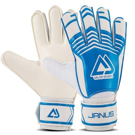 Aegicormy Soccer Goalkeeper Gloves with Finger Protection to Prevent Injuries, Strong Grip for Tough Tackles, Suitable for Children and Teenagers as Well as Adult Soccer Gloves (B-Blue- White, 10)