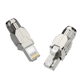 Hnya Link RJ45 Cat6 FTP Field Termination Modular Plug - with Nuts,Tool Less,2-Pack,Easy Installation, Gold-Plated Contacts - Ideal for Home Office Network Renovation