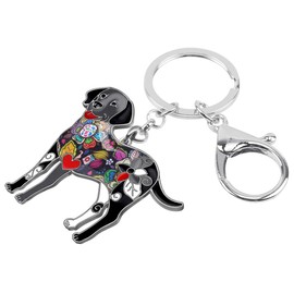 Bonsny Enamel Alloy Heart Labrador Retriever Dog Lover Key For Women Car Purse Charms (grey)
