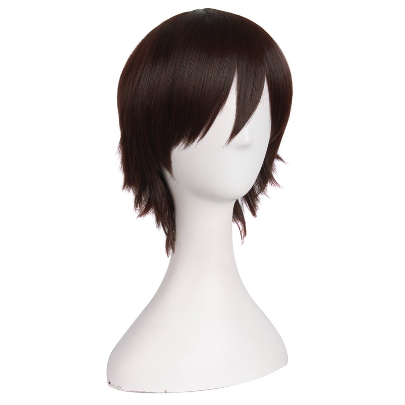 MapofBeauty Men's Short Straight Wig Cosplay Costume Wig (Dark Brown)