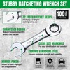 SK Stubby Ratcheting Wrench Set, Combination Wrench Set, 7-Piece, Metric,