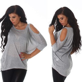 Voyelles Ladies’ Fine Knit, Long-Sleeved Jumper with Lamé Glitter Threads - Turtleneck Sweater, Thin - Sizes EU34/36/38 = UK 6/8/10 -