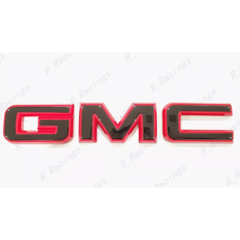 Auto Front Rear Gloss Red Black Emblem Overlay 2019+ GMC