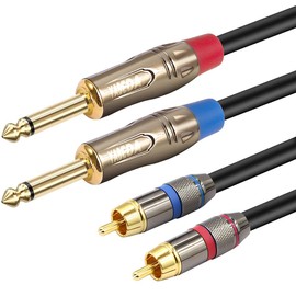 YABEDA 1/4 to RCA Cable,Gold Plated Heavy Duty Dual 1/4 inch TS to Dual RCA Stereo Audio Interconnect Cable - 3.3 feet