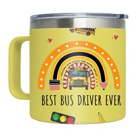 WWHSAI School Bus Driver Gifts, Best Bus Driver Ever Gifts, School Staff Back Retired Thank You Appreciation Presents Birthday Christmas Mothers Day Presents Coffee Cup 14oz