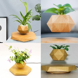 KIYOMING Levitating Plant Pot Hexagon Floating Air Bonsai Pot Suspension Flowerpot Planter for Office Home Decoration