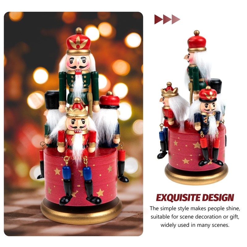 Cabilock Nutcracker Music Box 3 Wooden Nutcracker Soldier Toy Christmas