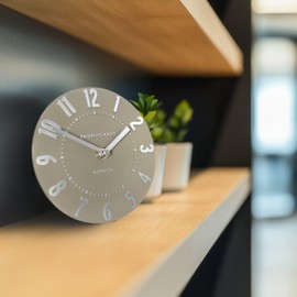 Thomas Kent Mocha 6" Mulberry Mantel Clock with Quartz Movement & Embossed Foiled Metallic Numerals