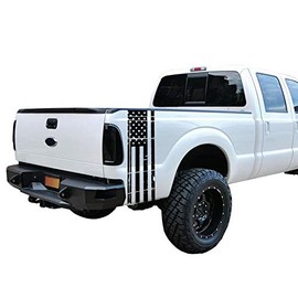 Matte Black Universal Distressed American Flag Vinyl Decal Set: Fits Any Dodge Ram Ford Chevy Nissan Toyota