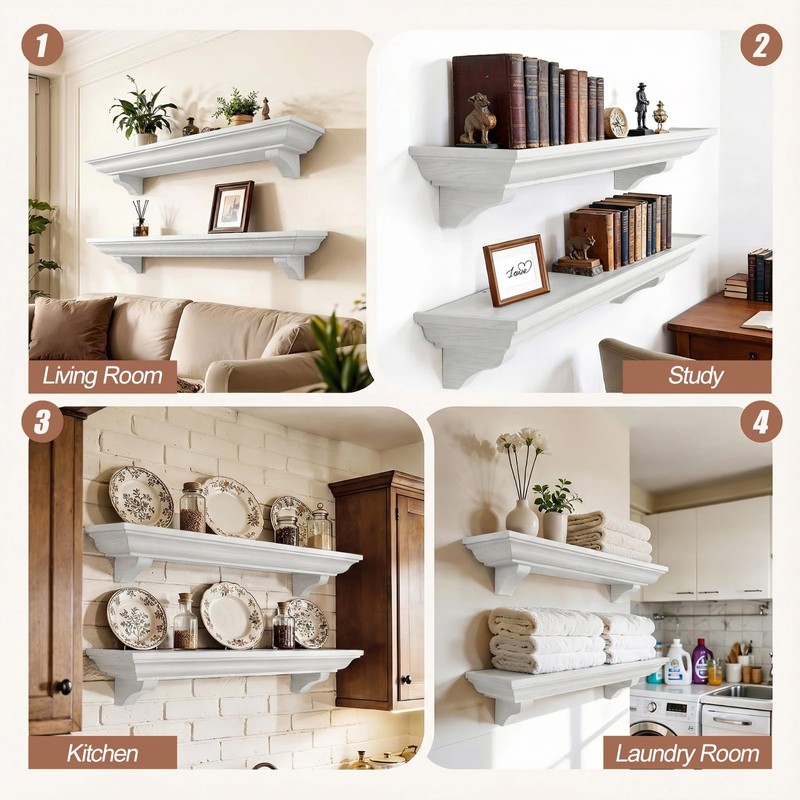 LXWZHK 36 Inch Fireplace Mantel Shelf with Corbels, Set of