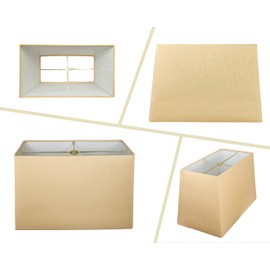 Royal Designs, Inc. HB-613-18AGL Rectangle Hardback Lamp Shade, (8 x 16) x (10 x 18) x 12, Antique Gold