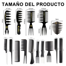 Peines de Peinado para Hombre con Textura Dientes Anchos,15 Peine Retro de Peluquería de Cabeza Aceite Portátil para Hombres, Peinados Espalda Cortada Cepillos Pelo