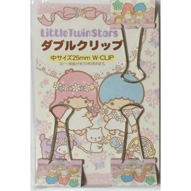 Sanrio リトルツインスター ダブルペーパークリップ 3個セット ピンチ 1インチ オフィス文房具