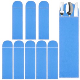 Weewooday Silver Storage Bags Anti Tarnish Silverware Sleeves Blue Flatware Silverware Storage Box Protector Bags Proof Cloth Flatware Organizer for Kitchen Teaspoon Cutlery Utensil(8 Pieces)