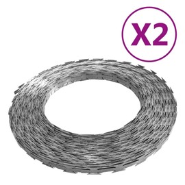 vidaXL BTO-22 NATO Razor Wires, 2pcs Set, 328.1' Galvanized Steel Wire for Secure Outdoor Property Protection - Suitable for Commercial, Residential, and Government Use