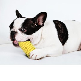 RUIFANDAHK Corn-Shaped Dog Chew Toy: Floating Dental Rope Toy with Treat Hole - Indestructible TPR & Cotton Rope for Teeth Cleaning, Boredom Relief, Water Play & Interactive Training (7.5" Lx2.4 W)