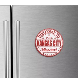 Unbranded Kansas Missouri USA State City Welcome | 4'' X 4'' Round Decorative Magnet