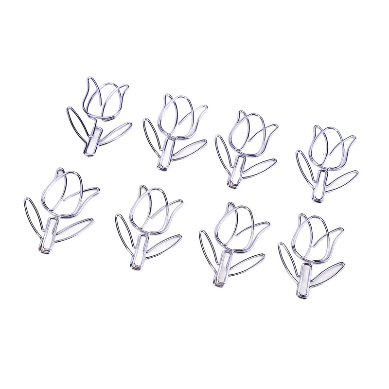 50Pcs Tulip Paper Clips Cute Purple Tulip Design Durable Metal