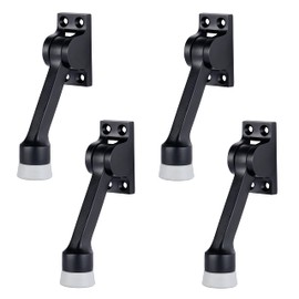 BRINKS Commercial - 4-Pack 4" Kick-Down Door Stop, Matte Black Finish - Non-Obtrusive Option to Protect Your Door and Walls