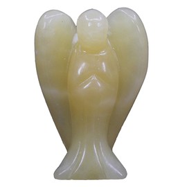 CHENYUE CHENYUE Natural Yellow Quartzite Gemstone Peace Angel Pocket Guardian Healing Statue 2 Inch