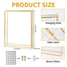 Himitimi Shadow Box Frame 8x10, Deep Glass Flowers Shadow Box Display Case Vintage Memory Top Loading Shadow Keepsake Box for Dried Flowers, Memorial Keepsakes, Tickets and Photos(Gold)