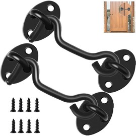 Hook and Eye Latch - 2 Pcs Cabin Hook Gate Hook Lock Stainless Steel Heavy Duty Gate Latch for Window, Garden, Door