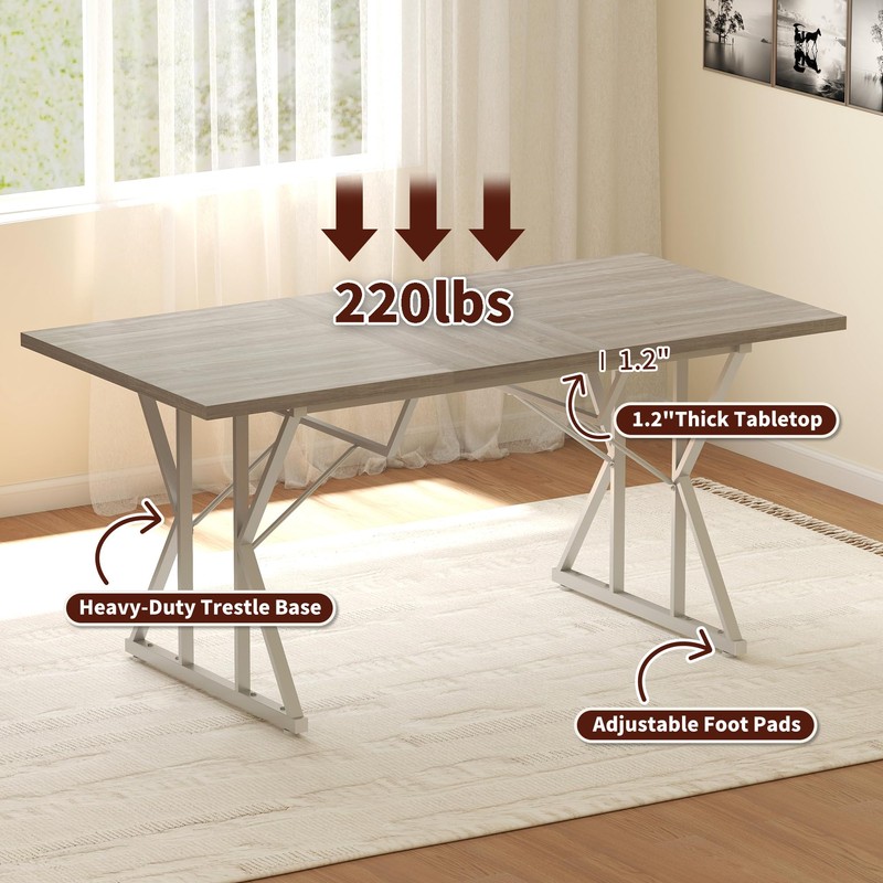 HOMCOM 63"-47" Expandable Dining Table for 4-6 People, Farmhouse Extendable