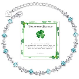 Diorra Silver Bracelet for Women 925 Sterling Silver Clover Bracelet Adjustable Crystal Diamond Luck Bracelets Jewellery Birthday Friendship Gifts for Women Her