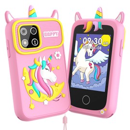 Kids Toys Smart Phone for Girls, Kid Gifts for Girls Age 3-8, 2.8" Children Toys Cell Phone, Learning Play Toy, Christmas Birthday Gifts with Dual Camera, Game, Mp3 Player, 32 GB Card