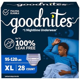 Goodnites Ropa interior nocturna para mojar la cama, XL para niños (100 a 150 libras), 28 quilates