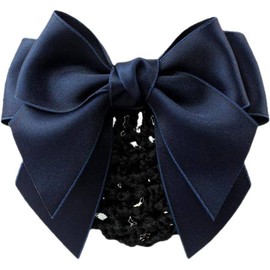 Wine Red Women Hair Snood Net Bowknot Decor Barrette Elastic Mesh Hair Bun Cover Bow-Knot Decor Hair Clip Hairnet