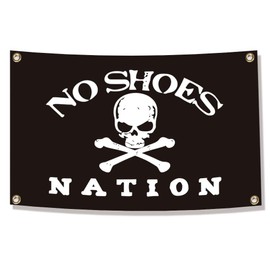 ENMOON No Shoes Nation Flag (3x5ft, Vivid Color, 150D Poly) Premium HD Printing with Two Brass Grommets for Dorm Room