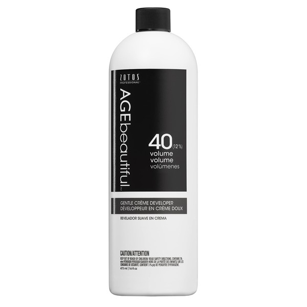 AGEbeautiful 40 Volume Gentle Creme Hair Developer | For Permanent Hair Color Dyes, Toners, Lighteners | Professional Salon Coloring | Long Lasting Color | 16 Fl Oz
