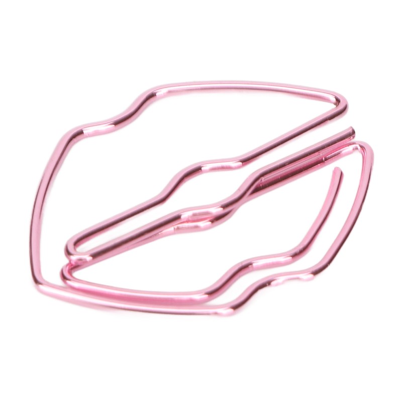 100pcs Paper Clips Portable Purple Lip Shape Rustproof Electroplated Metal