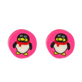 Miniblings Penguin Stud Earrings Sea Animal Polymer Clay Antarctic Zoo Pink - Handmade Fashion Jewellery I Earrings Stud Earrings, 10mm