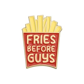 Creative French Fries Brooch for Women Men Funny "Fries Before Guys" Letter Cute Food Enamel Pins Novelty Fastfood Brooches Lapel Pin Badge Jean Collar Bag Hat Clothing Backpacks Jacket Decorate